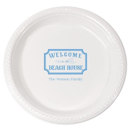 Welcome to the Beach House Sign Plastic Plates